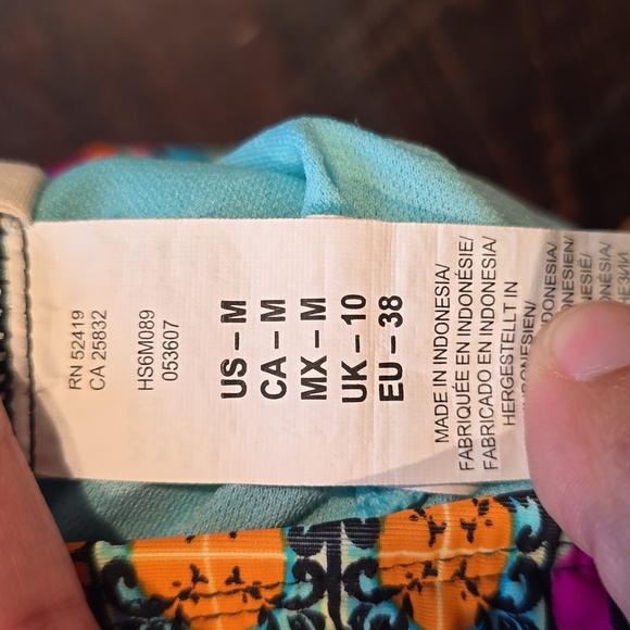 Hobie Swim/Bikini Top Mini Cap Sleeves Vibrant Multicolor Strappy - Picture 2 of 4